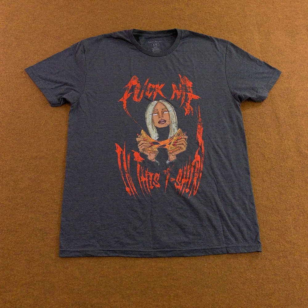 Men's Dark Gray Short Sleeve Graphic Tee with Red Print